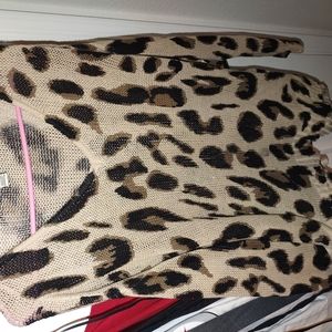 Animal Print Cheetah Leopard cardigan sweater tan black brown